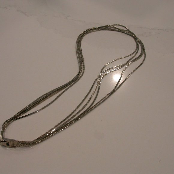 Shiny Silver 4 Strand Necklace - Picture 1 of 3